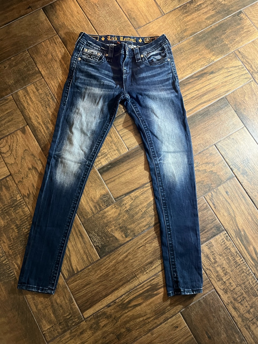 Rock Revival Men's Dark Blue Washed Slim Jeans